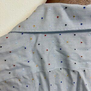 Mens Womens Button Down Lands End Size 10 Striped Polka Dots Light Blue Multi